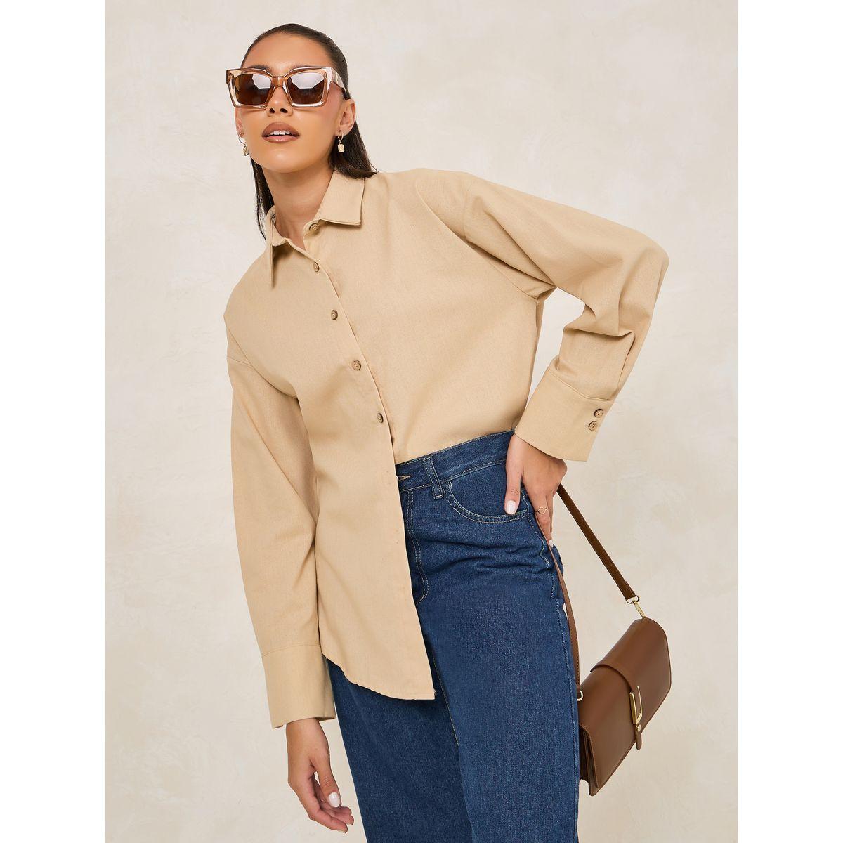 Styli Linen Look Oversized Longline Shirt-women-clothing-shirtsandblouses-shirts-image-1