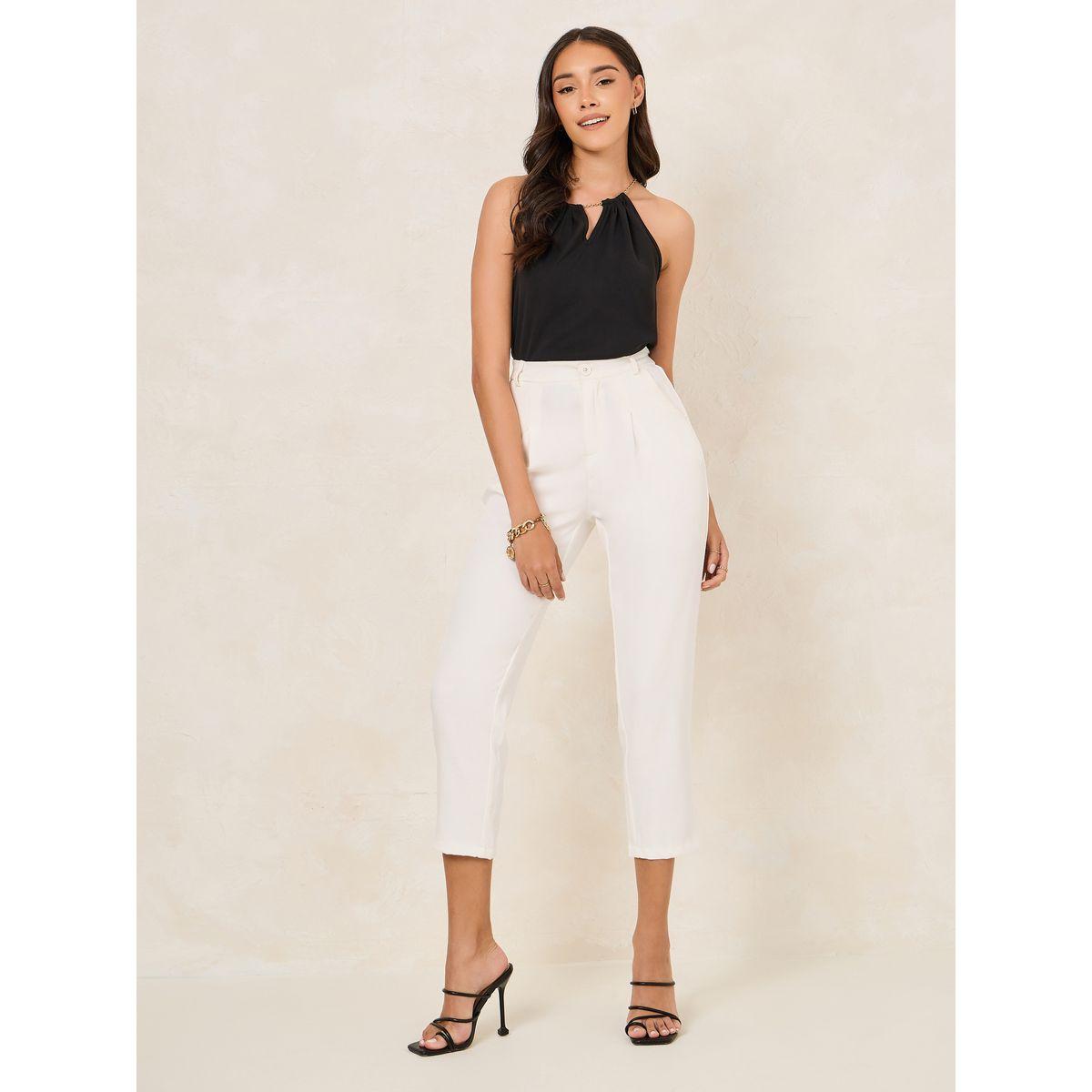 بلوزة سادة منسوجة بياقة هولتر مع سلسلة-women-clothing-shirtsandblouses-blouses-image-2