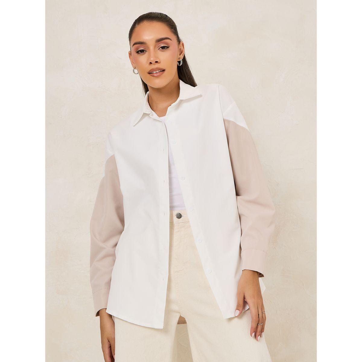 Styli Colorblock Woven Oversized Longline Shirt-women-clothing-shirtsandblouses-shirts-image-1