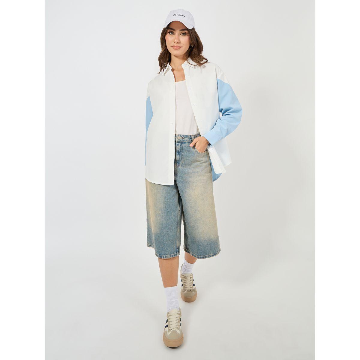 Styli Colorblock Woven Oversized Longline Shirt-women-clothing-shirtsandblouses-shirts-image-2