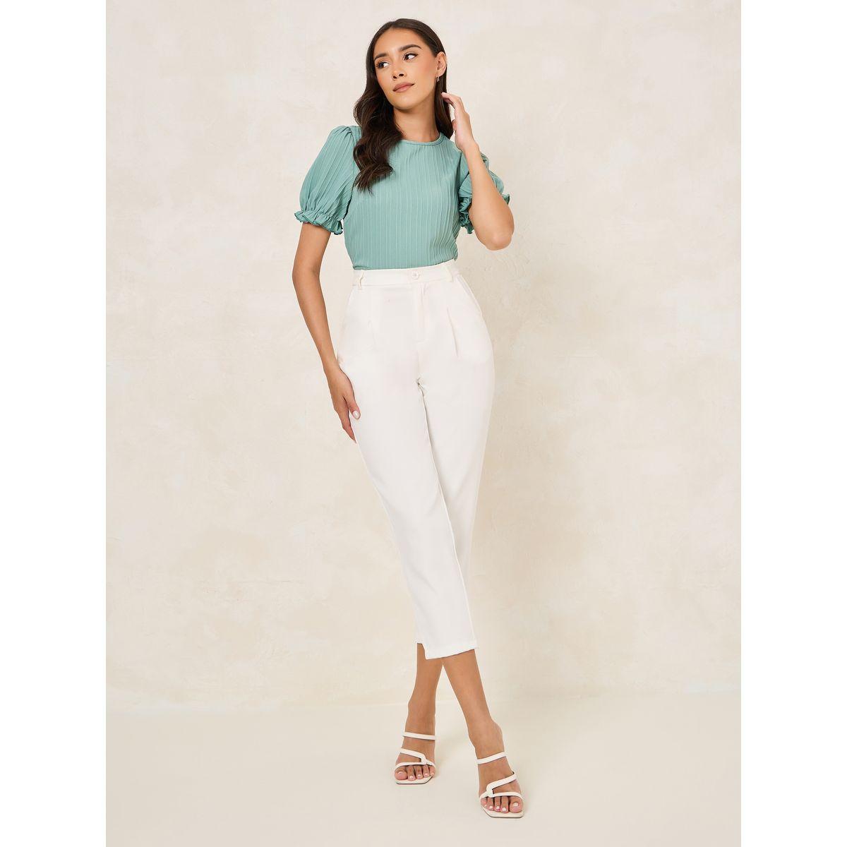 بلوزة بقصة عادية واكمام منفوخة-women-clothing-shirtsandblouses-blouses-image-2