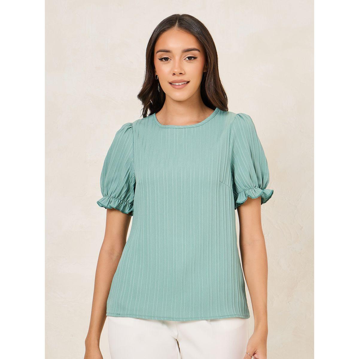 Styli Textured Puff Sleeves Regular Fit Top-women-clothing-shirtsandblouses-blouses-image-3