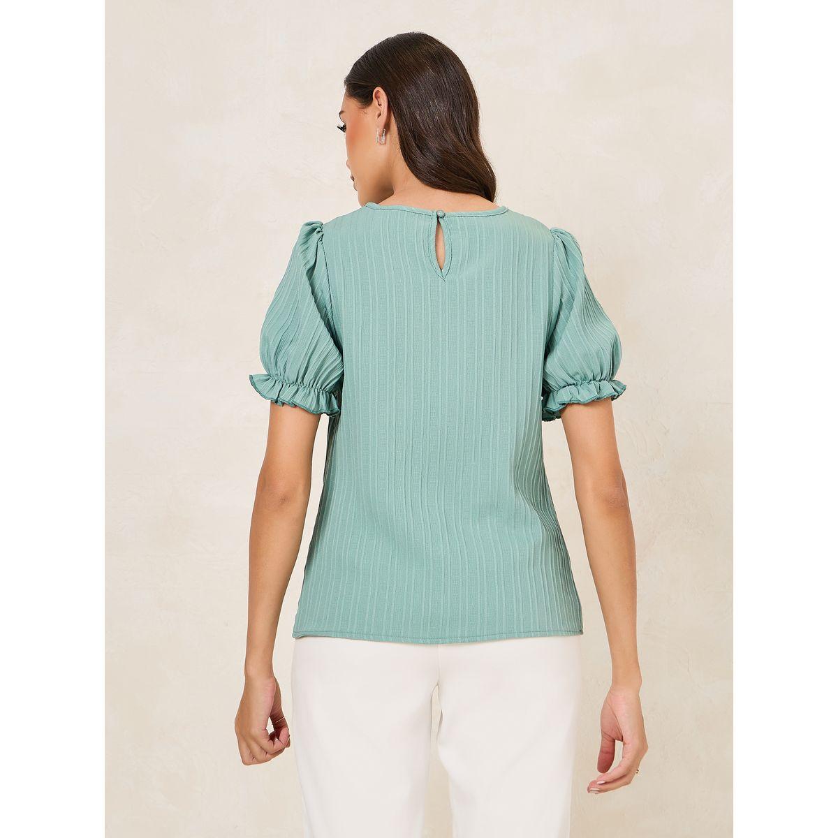 Styli Textured Puff Sleeves Regular Fit Top-women-clothing-shirtsandblouses-blouses-image-5