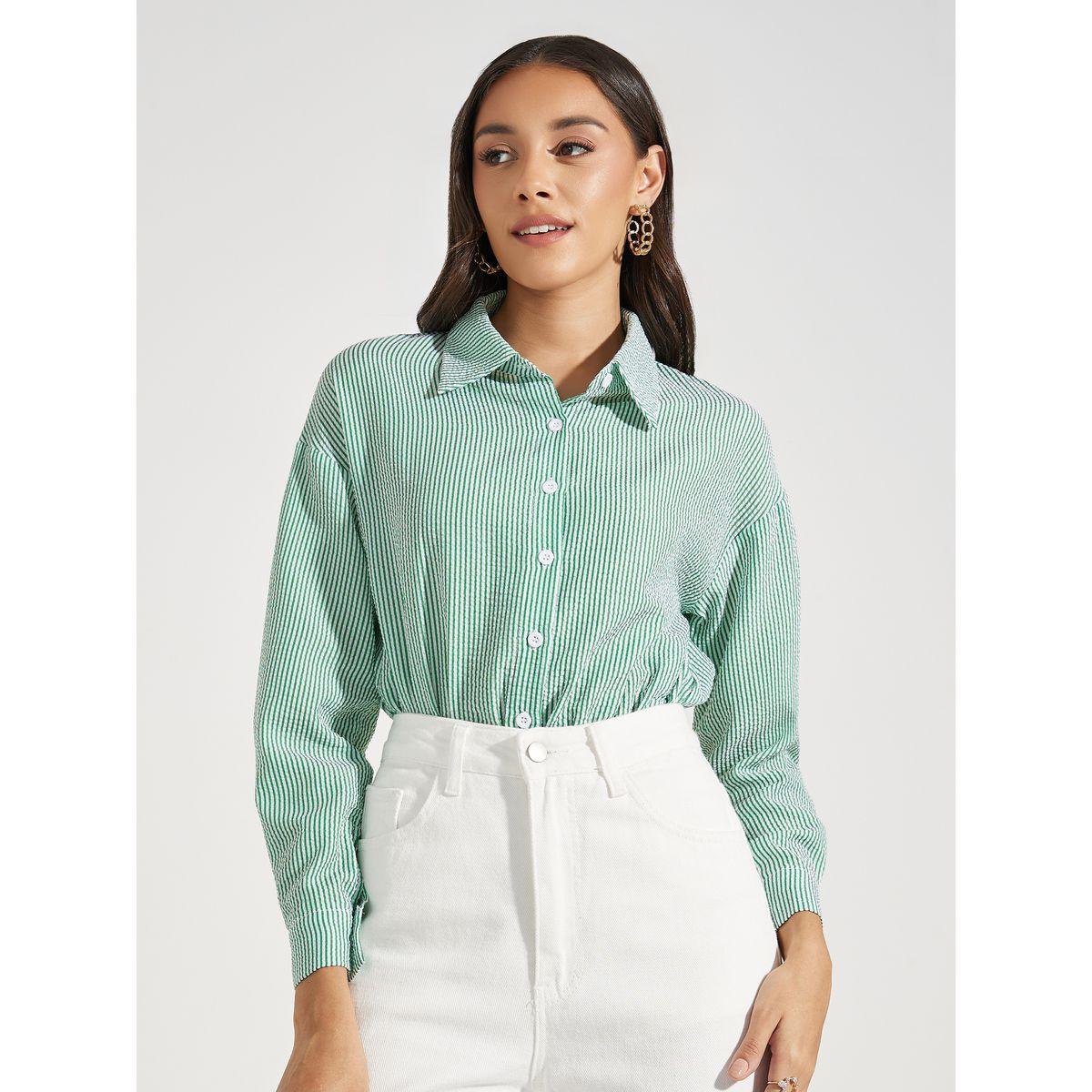 Styli Loose Fit Seersucker Collared Bodysuit-women-clothing-tshirts-image-2