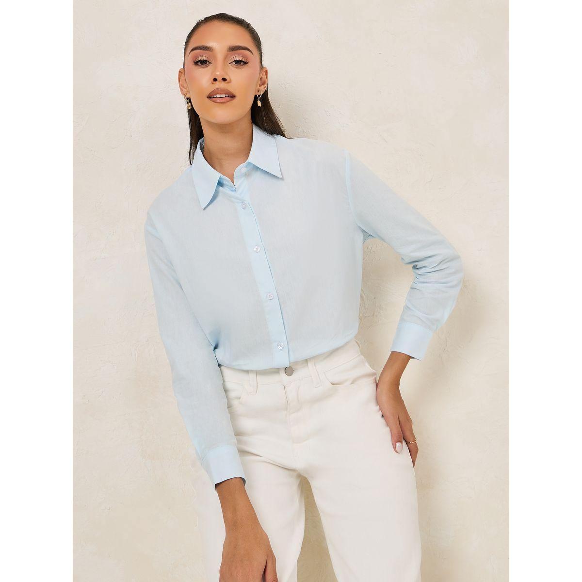 بلوزة اكسفورد فضفاضة مع ازرار غلق-women-clothing-shirtsandblouses-shirts-image-1