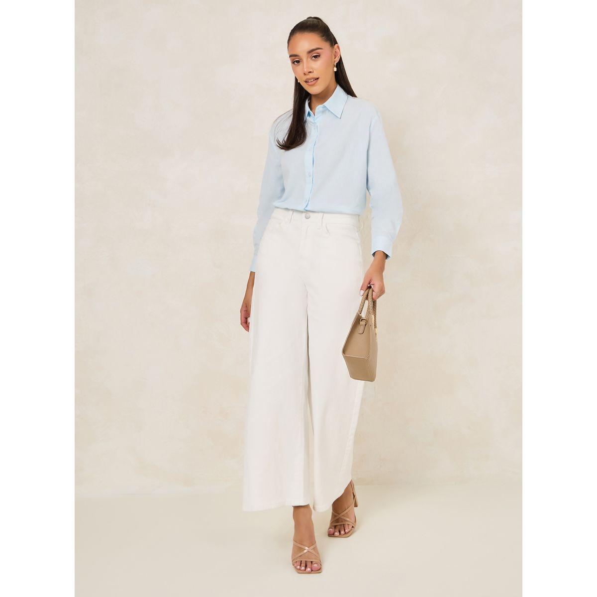 Styli Solid Oversized Oxford Shirt with Buttons-women-clothing-shirtsandblouses-shirts-image-2