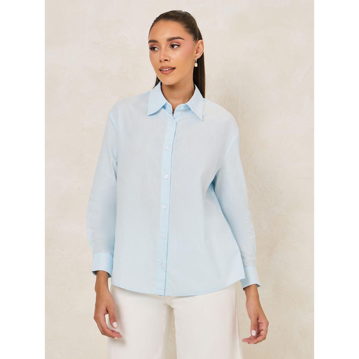 بلوزة اكسفورد فضفاضة مع ازرار غلق-women-clothing-shirtsandblouses-shirts-image-3