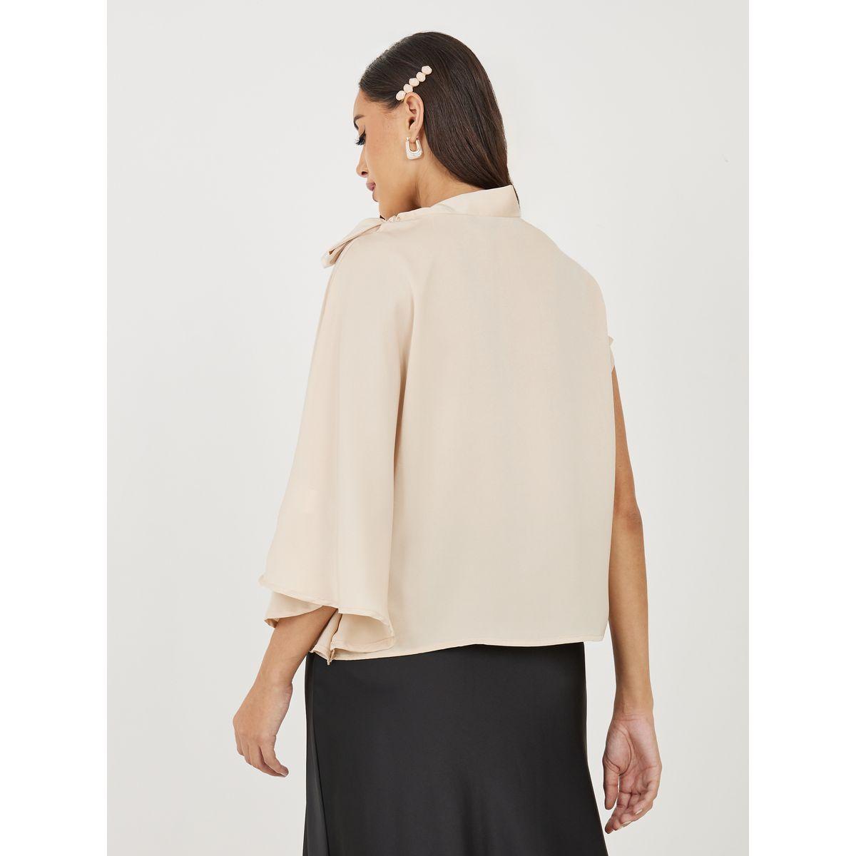 Styli Bow Tie Detail Blouse with Flared Sleeves-women-clothing-shirtsandblouses-blouses-image-3