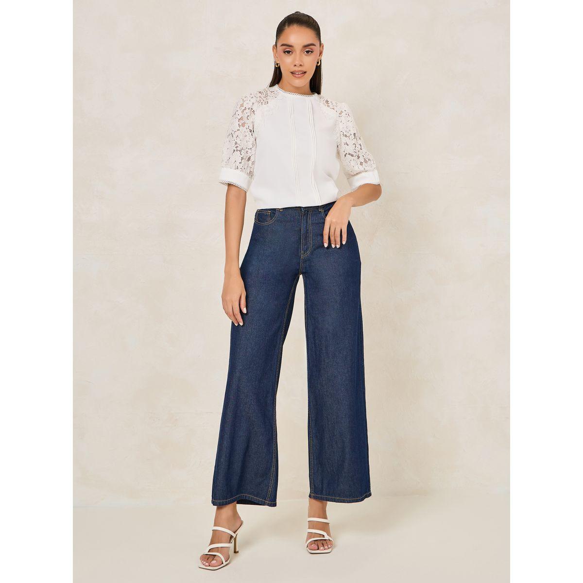بلوزة بتفاصيل دانتيل مع اربطة-women-clothing-shirtsandblouses-blouses-image-2