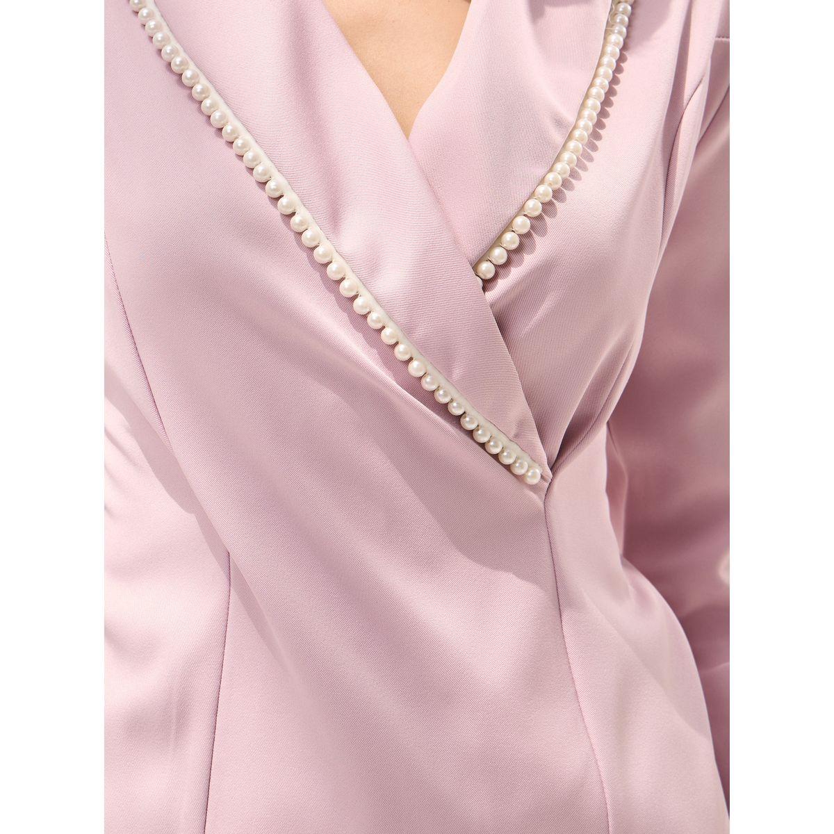 Styli Woven Lapel Collar Top with Faux Pearl Trim Detail-women-clothing-shirtsandblouses-blouses-image-4