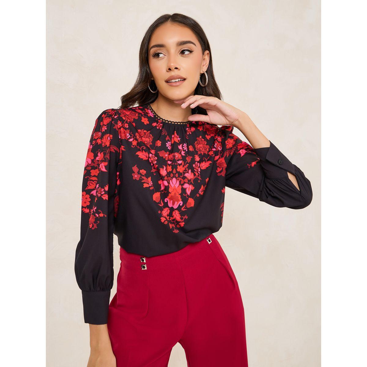 Styli Floral Print High Neck Regular Fit Blouse-women-clothing-shirtsandblouses-blouses-image-1