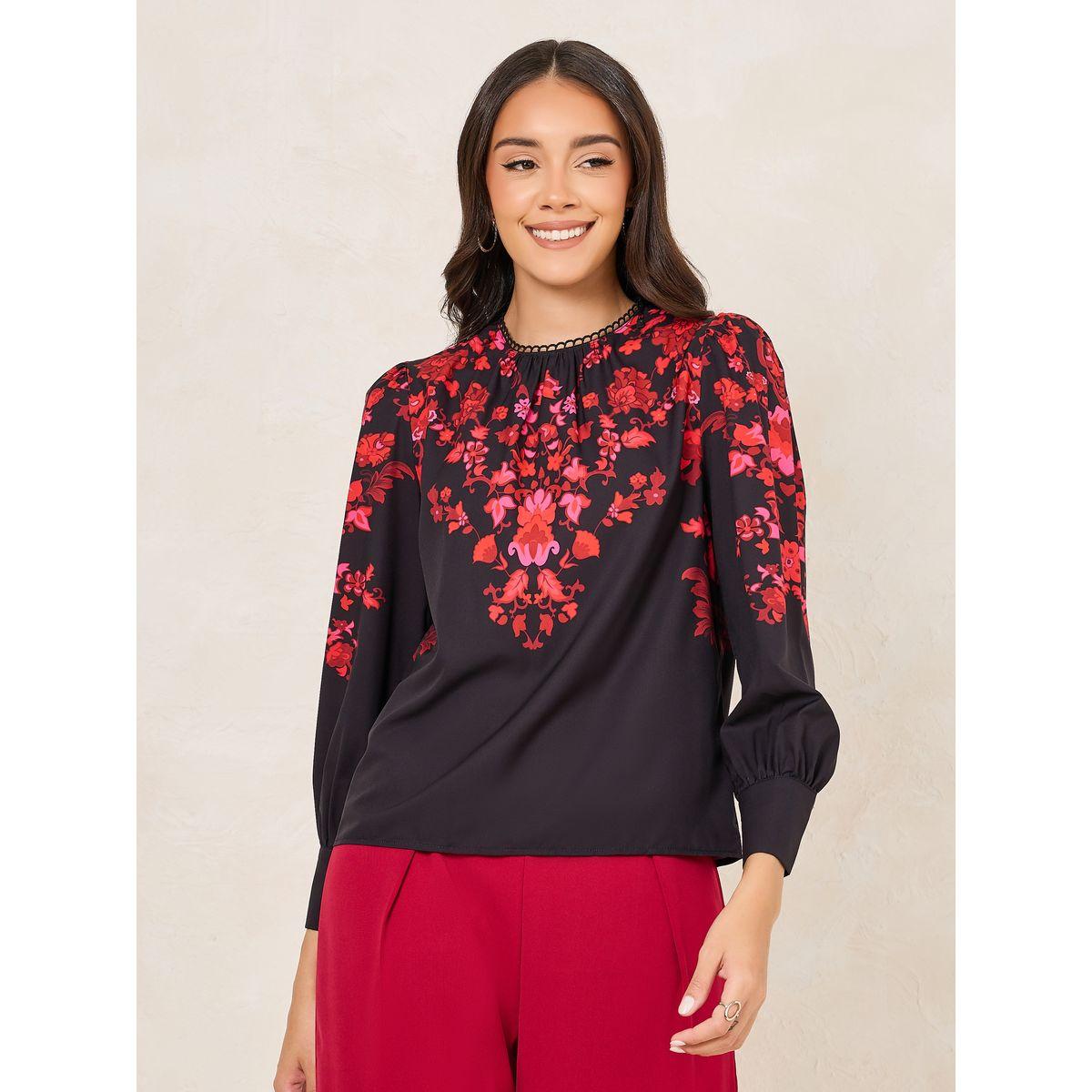 Styli Floral Print High Neck Regular Fit Blouse-women-clothing-shirtsandblouses-blouses-image-3