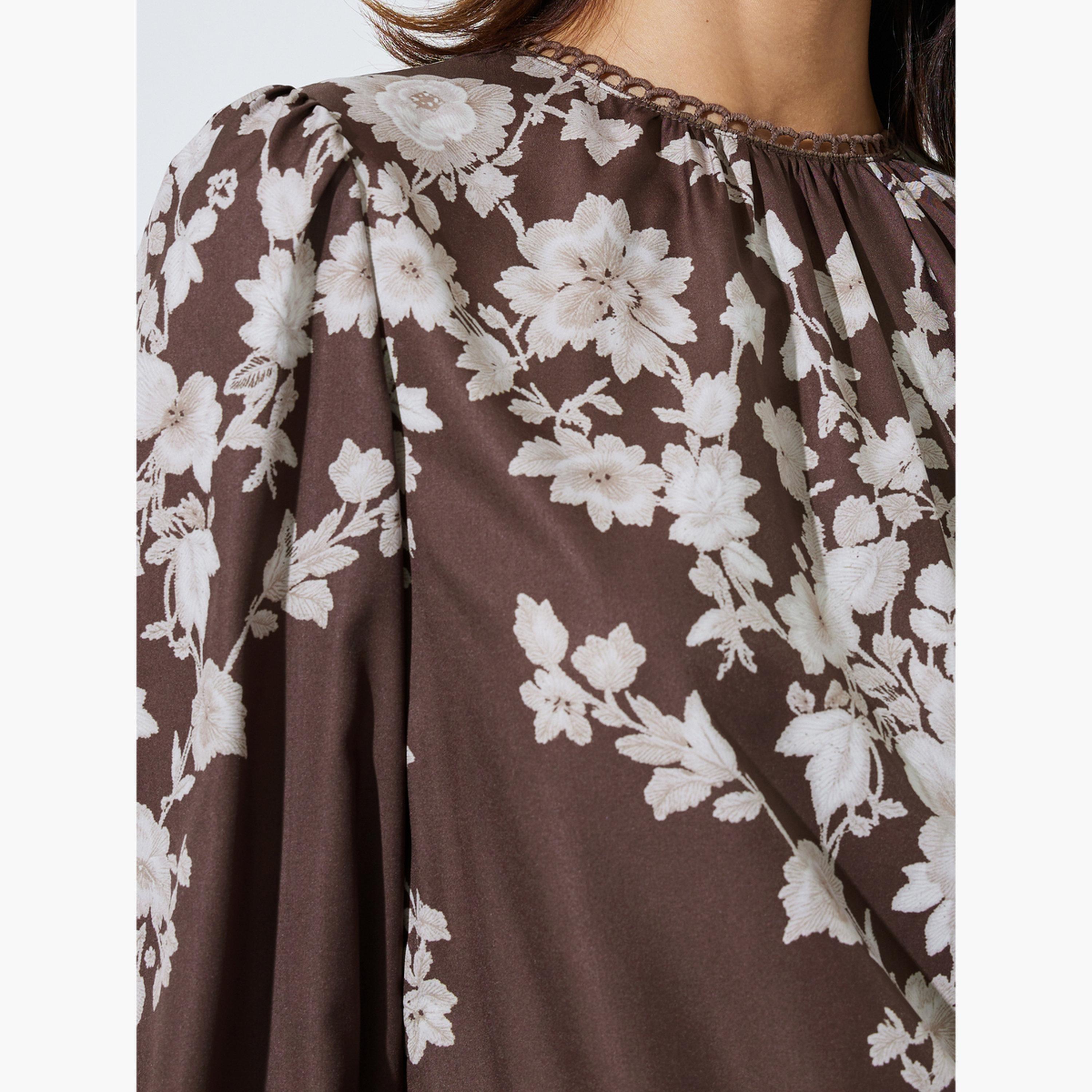 Styli Brown Floral Print Long Sleeve Blouse-women-clothing-shirtsandblouses-blouses-image-5
