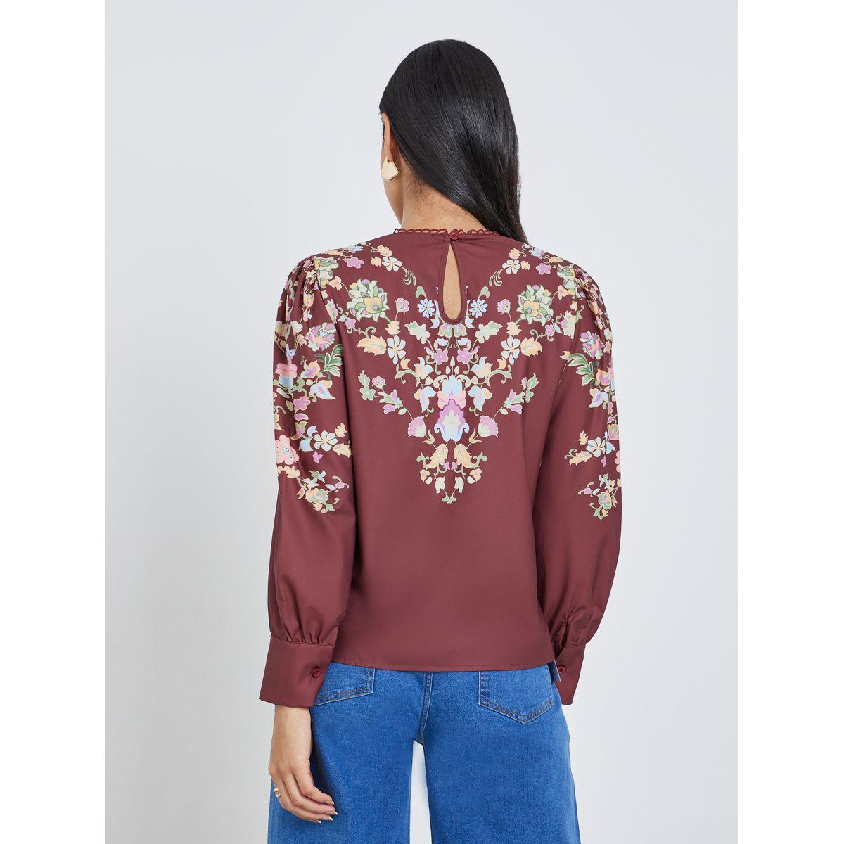 بلوزة بقصة عادية وطبعة زهور-women-clothing-shirtsandblouses-blouses-image-5