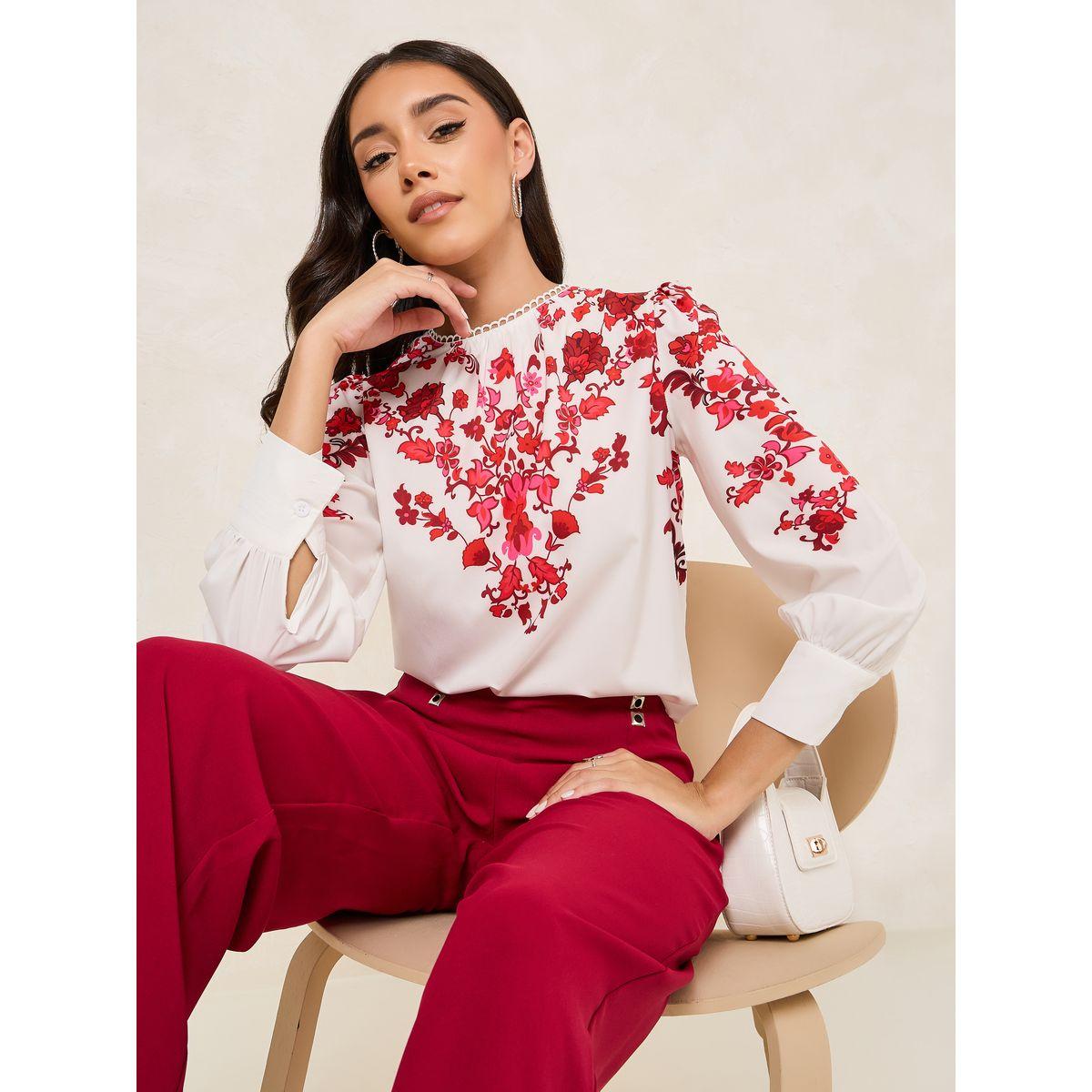 Styli Floral Print High Neck Regular Fit Blouse-women-clothing-shirtsandblouses-blouses-image-1