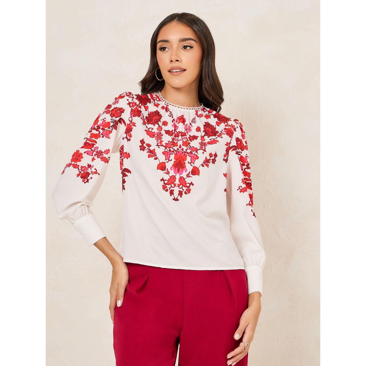 Styli Floral Print High Neck Regular Fit Blouse-women-clothing-shirtsandblouses-blouses-image-4
