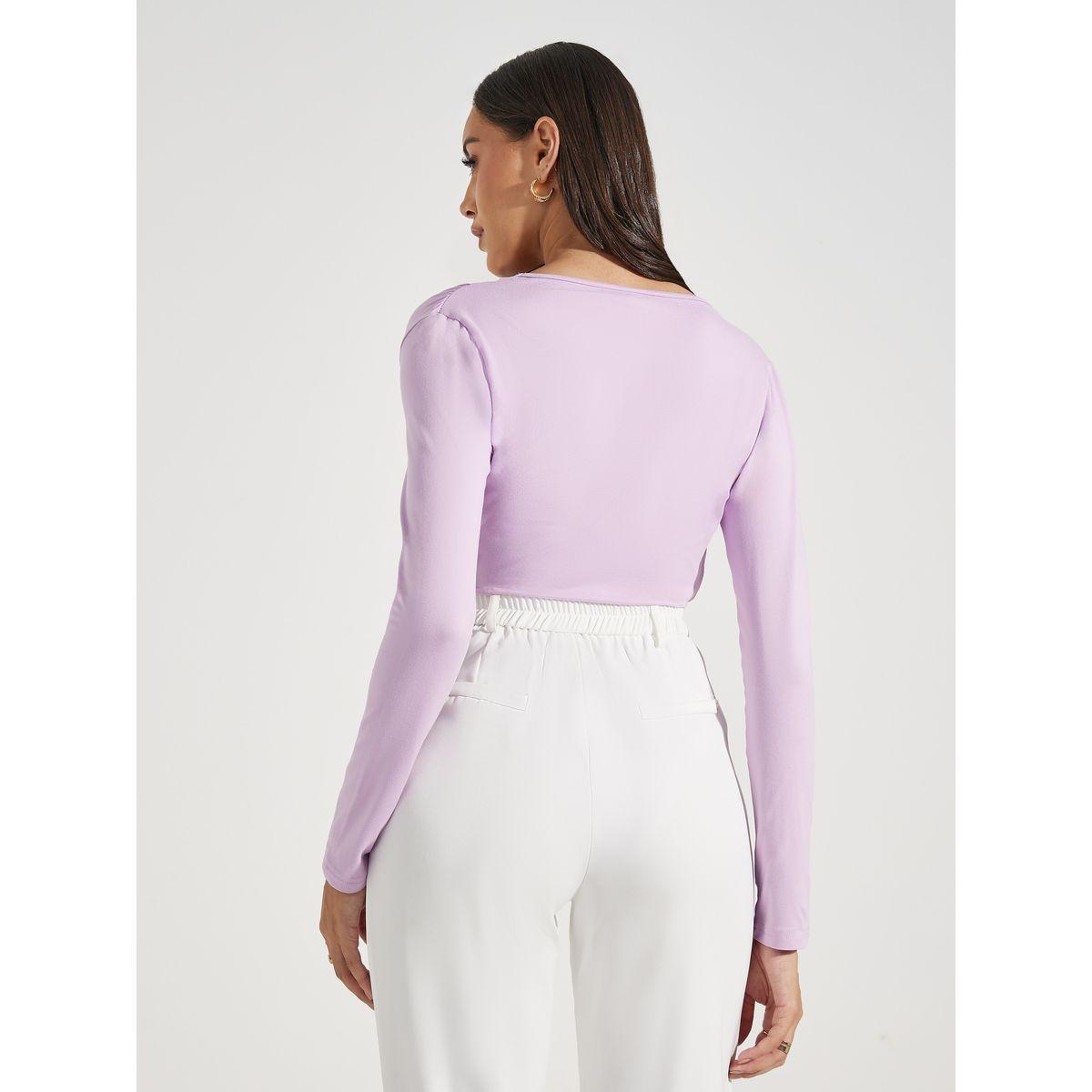 Styli V Neck Gathered Detail Knit Bodysuit-women-clothing-tshirts-image-5