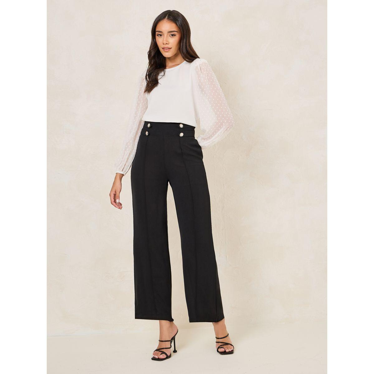 Styli Solid Round Neck Top with Dobby Balloon Sleeves-women-clothing-shirtsandblouses-blouses-image-2