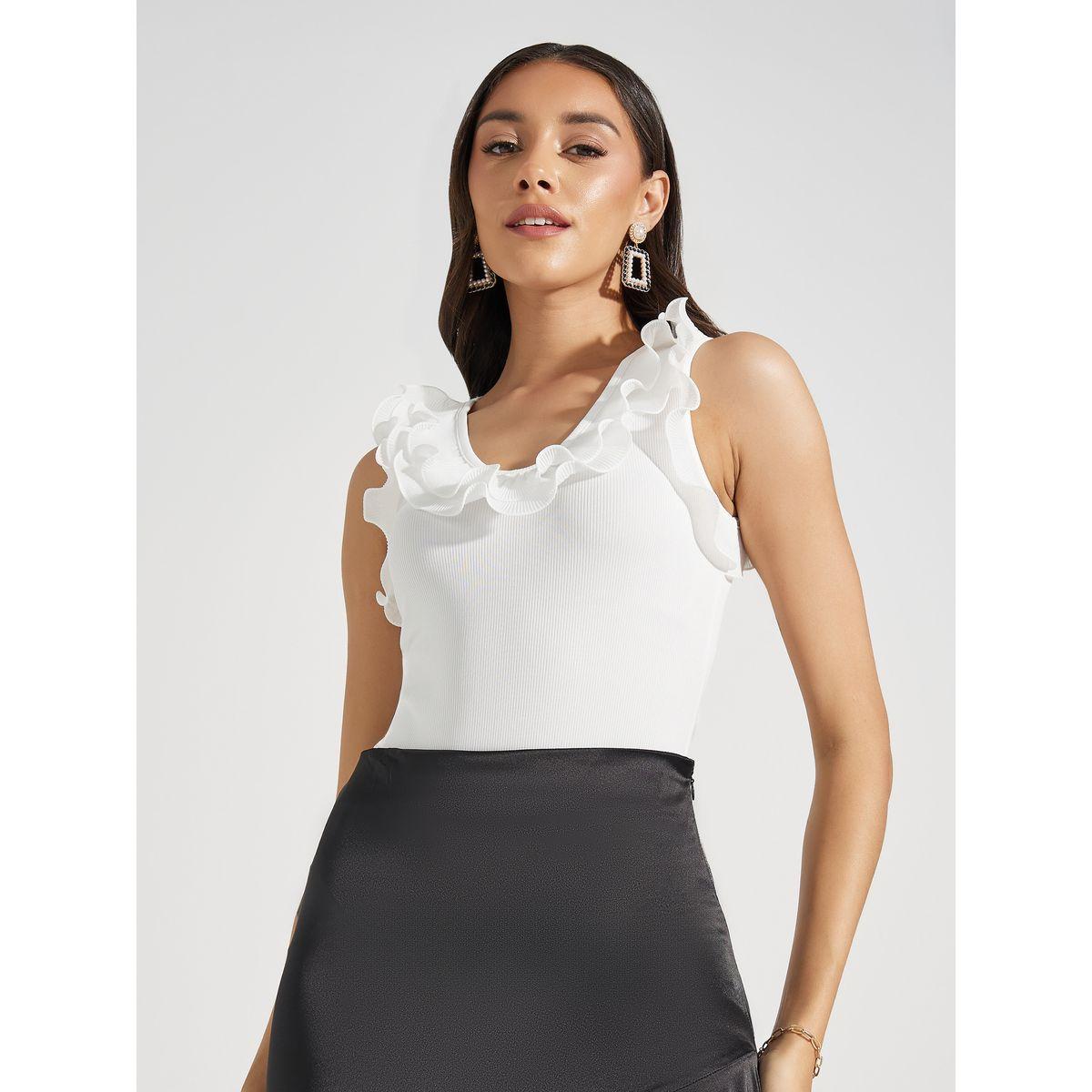Styli Solid Knit Sleeveless Bodysuit with Ruffles-women-clothing-tshirts-image-2