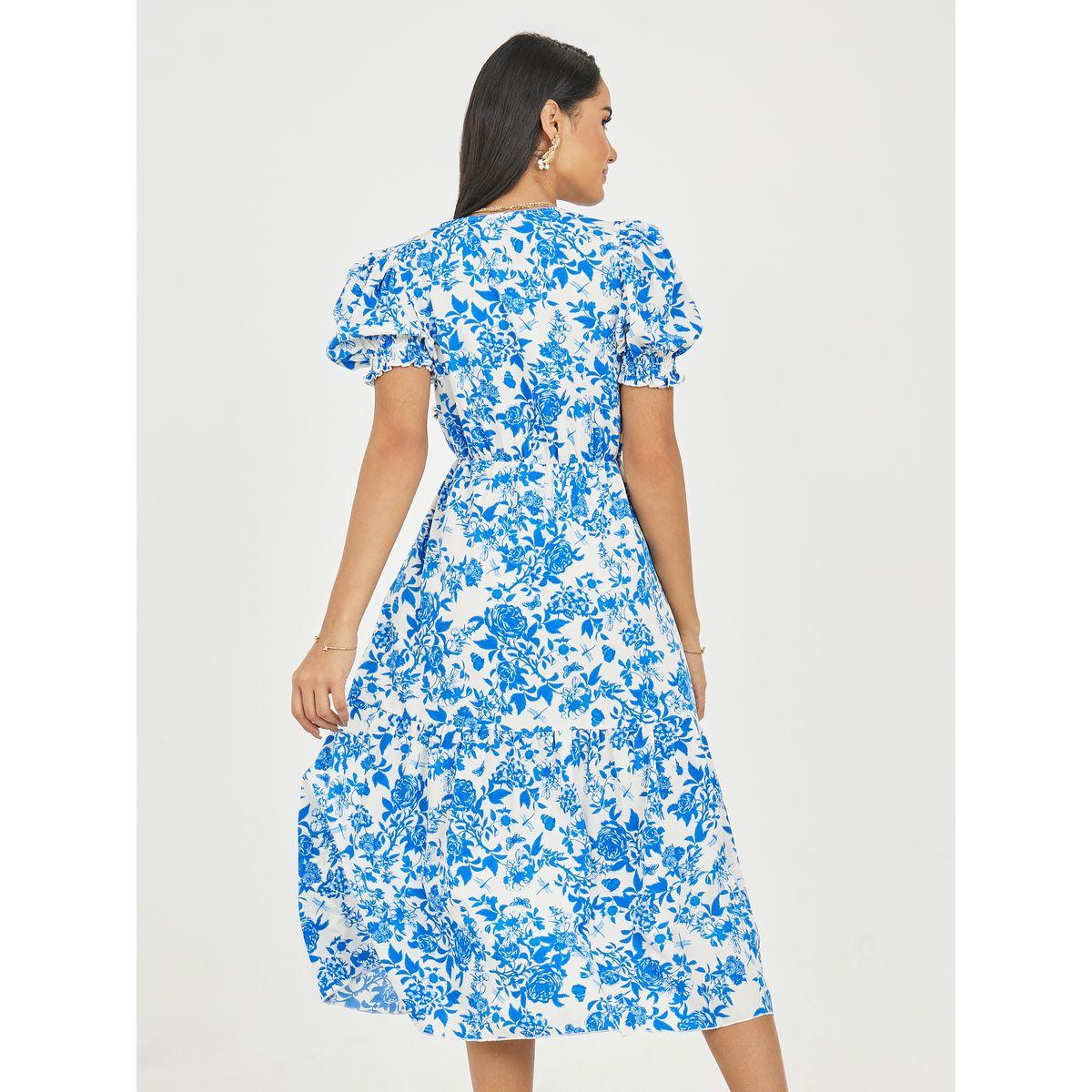 فستان ميدي بكسرات واكمام منفوخة لوكس ويف × ستايلي-women-clothing-dresses-image-4