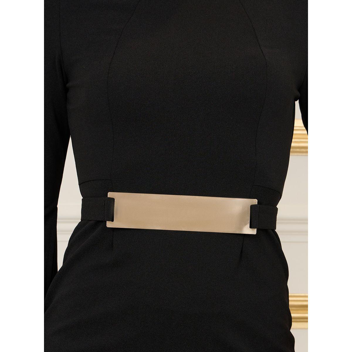 Shop Luxewave X Styli Slit Sleeves Metal Belted A-Line Midi