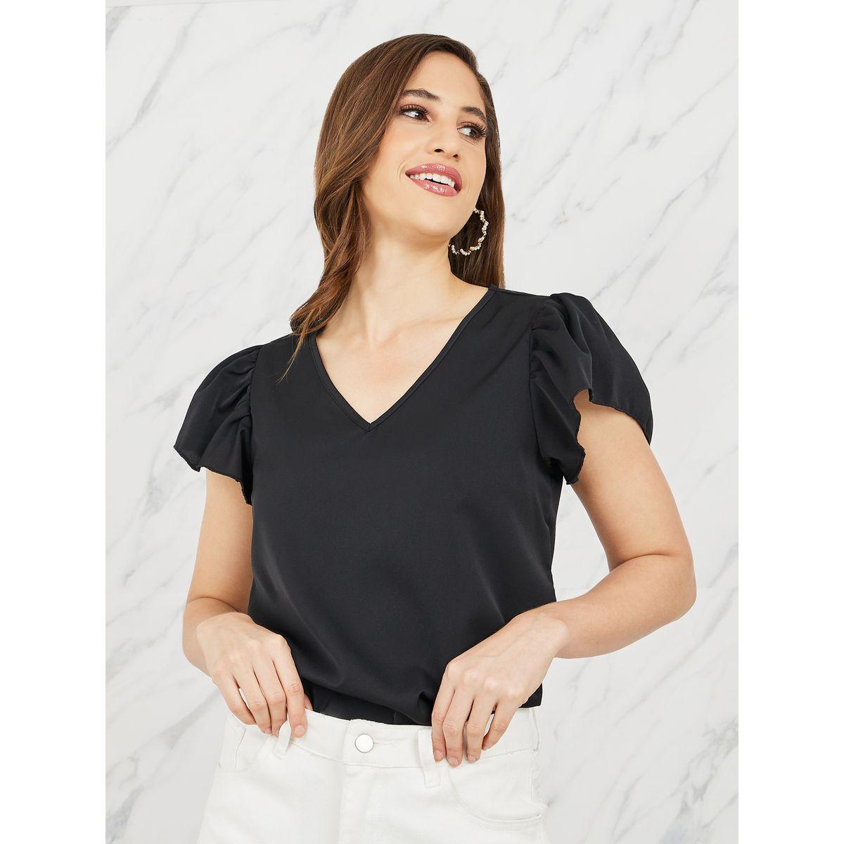 بلوزة بقصة عادية واكمام مكشكشة لوكس ويف × ستايلي-women-clothing-shirtsandblouses-blouses-image-1