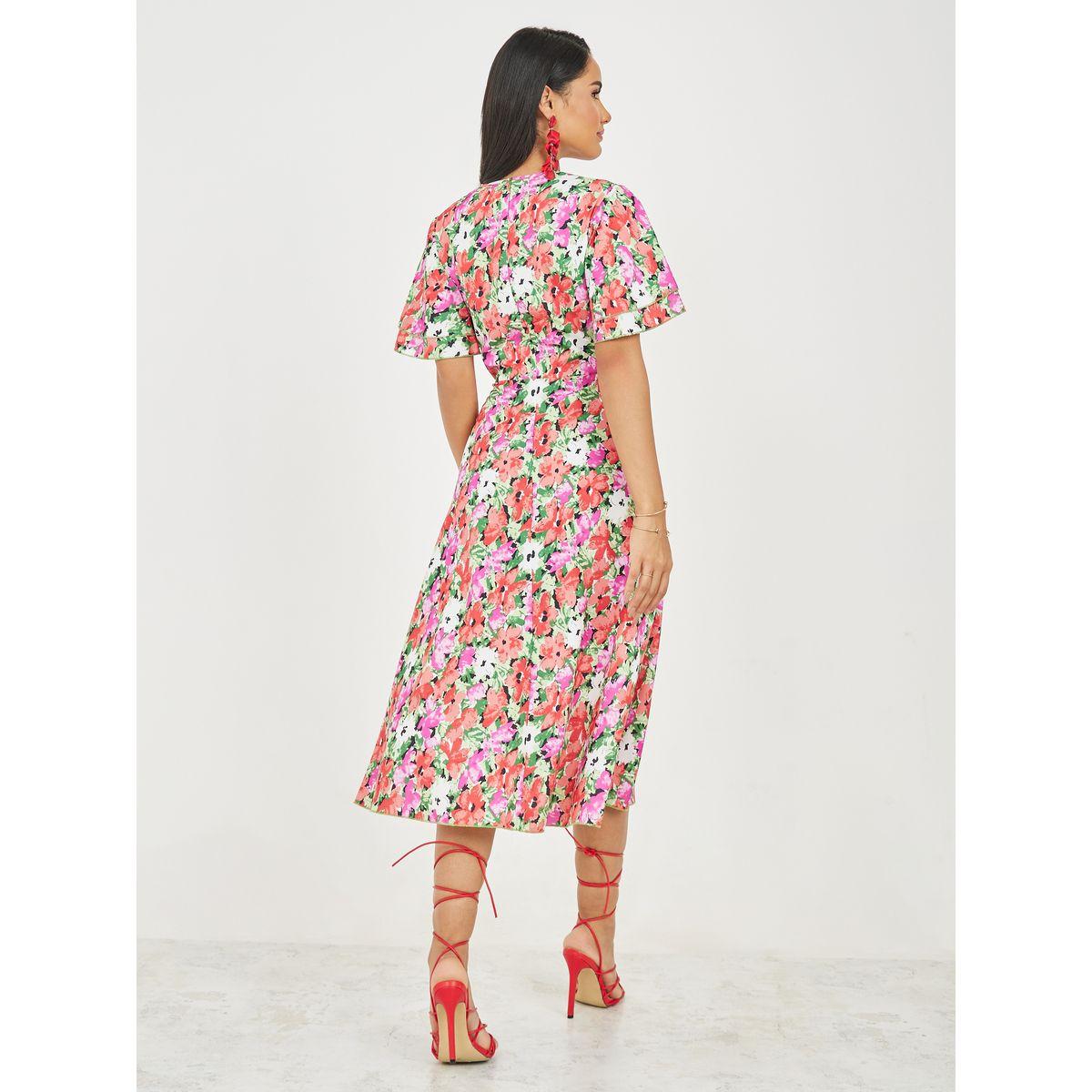 فستان ميدي مطبع بالكامل بطبعة زهور لوكس ويف × ستايلي-women-clothing-dresses-image-4