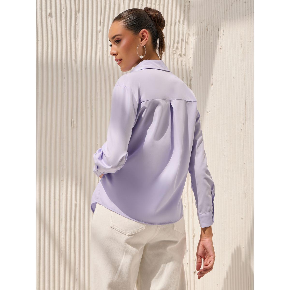 Styli Asymmetric Hem Wrap Tie Front Solid Shirt-women-clothing-shirtsandblouses-shirts-image-6