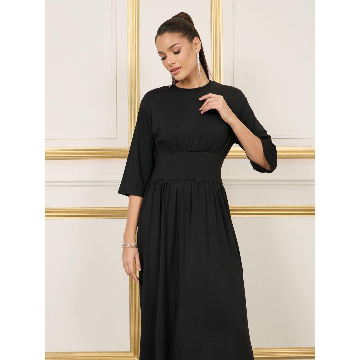 Luxewave X Styli  Gathered Detail A-Line Midi Dress-women-clothing-dresses-image-2
