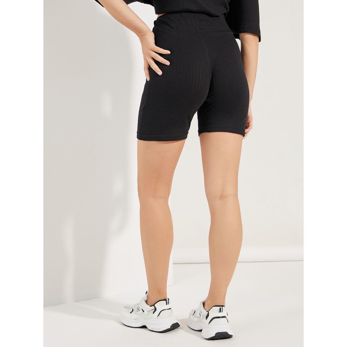 Styli Solid Ribbed Knit Cycling Shorts-women-clothing-bottoms-shorts-image-4