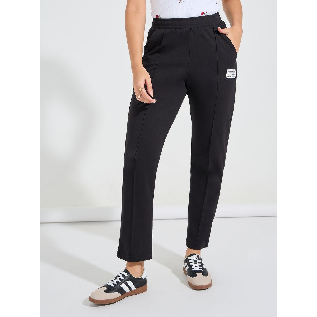جوغر بارجل مستقيمة وخصر عالي مع شارة-women-clothing-bottoms-joggers-image-2