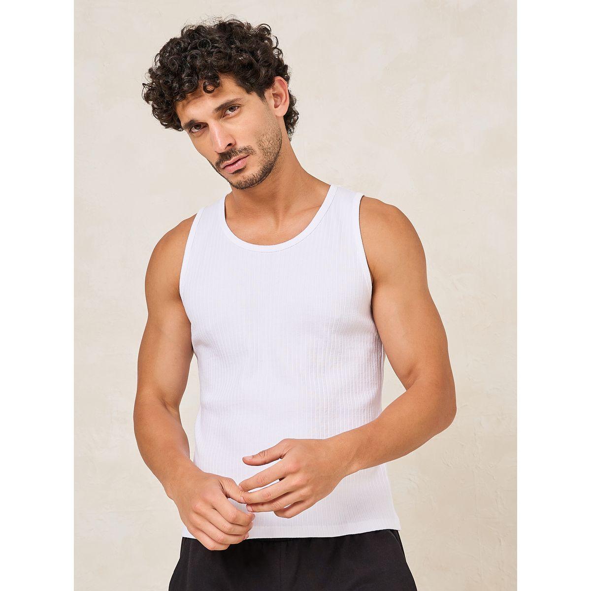 فيست قطن مضلع بياقة سكوب-men-clothing-tshirtsandpolos-tshirts-image-1