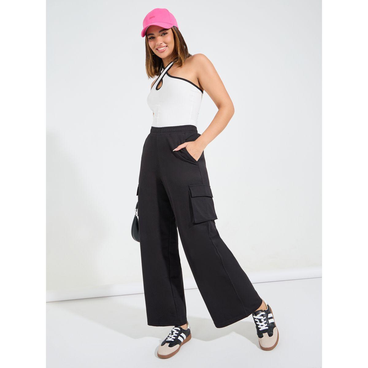 Styli Elevate High Waisted Wide Leg Cargo Joggers-women-clothing-bottoms-joggers-image-1