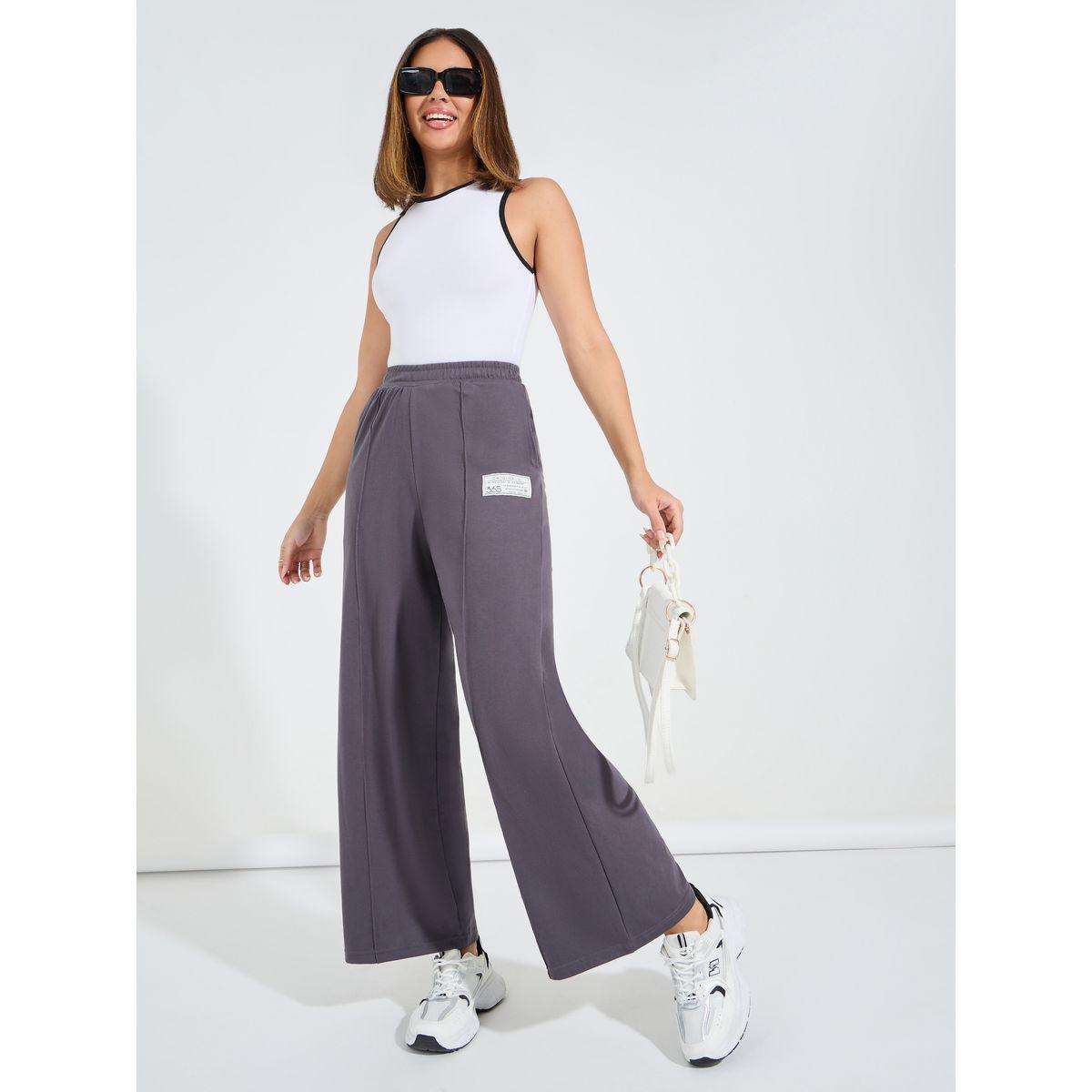 Styli Elevate High Waisted Wide Leg Pintuck Jogger with Badge Detail-women-clothing-bottoms-joggers-image-2