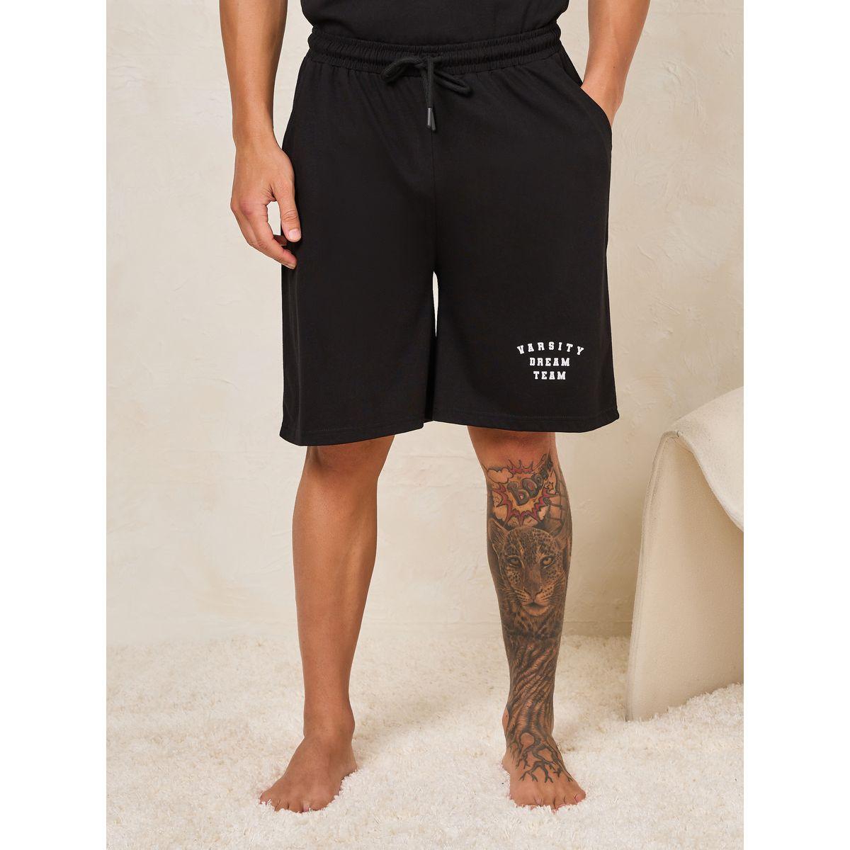 Styli Unwind Dream Team Slogan Print T-Shirt & Shorts Set-men-clothing-nightwear-sets-image-4