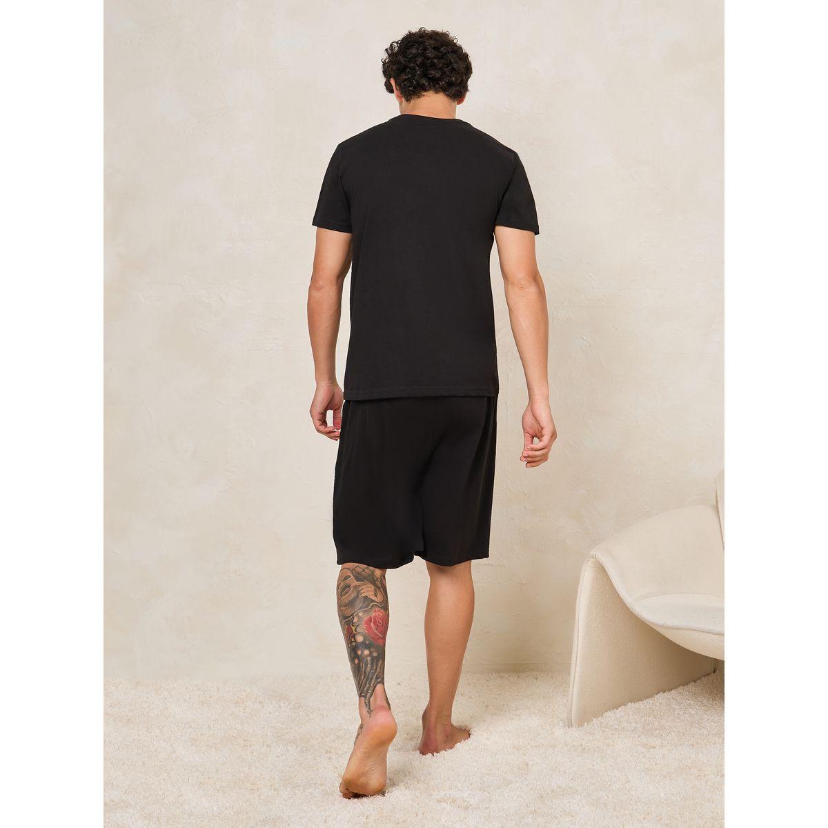 Styli Unwind Dream Team Slogan Print T-Shirt & Shorts Set-men-clothing-nightwear-sets-image-5