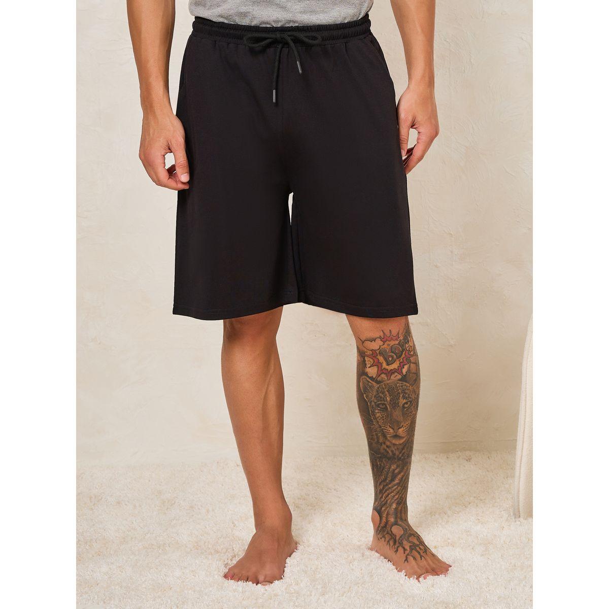Styli Unwind Bear Print T-Shirt & Solid Shorts Set-men-clothing-nightwear-sets-image-4