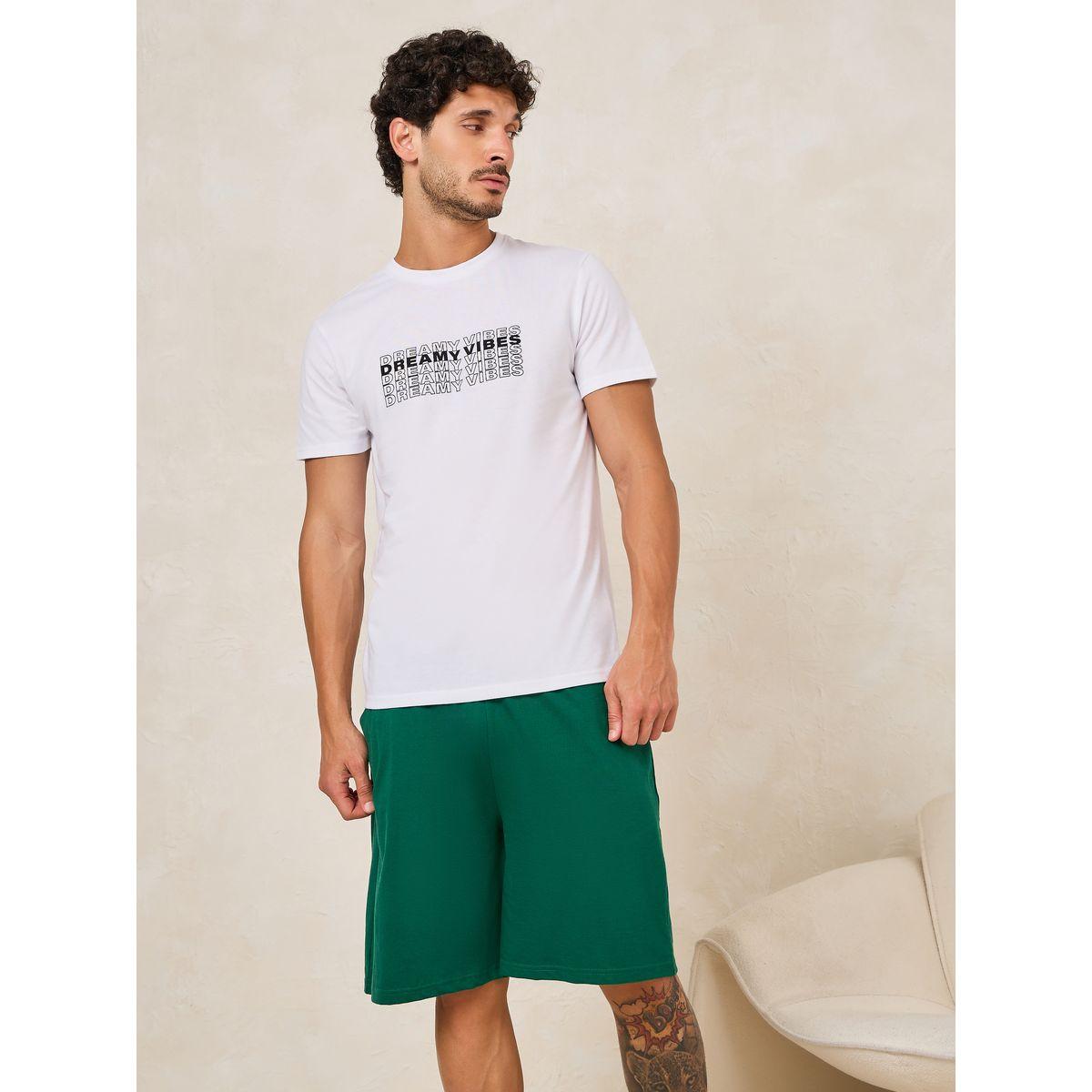 مجموعة من شورت مع تيشيرت بطبعة كتابة-men-clothing-nightwear-sets-image-2