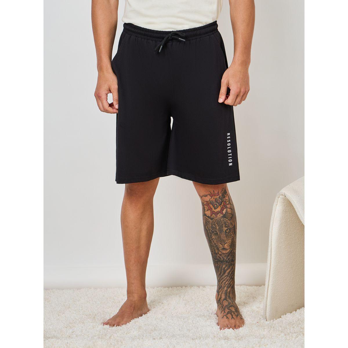Styli Unwind Slogan Print Cotton T-Shirt & Shorts Set-men-clothing-nightwear-sets-image-4