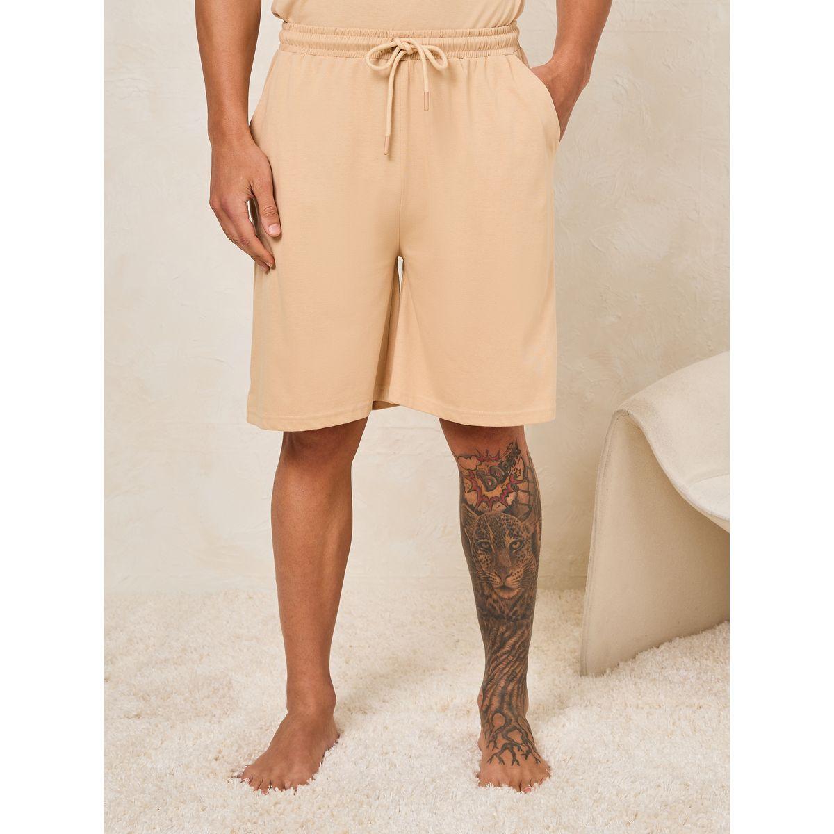 مجموعة من شورت مع تيشيرت قطن مطبع بكتابة-men-clothing-nightwear-sets-image-4