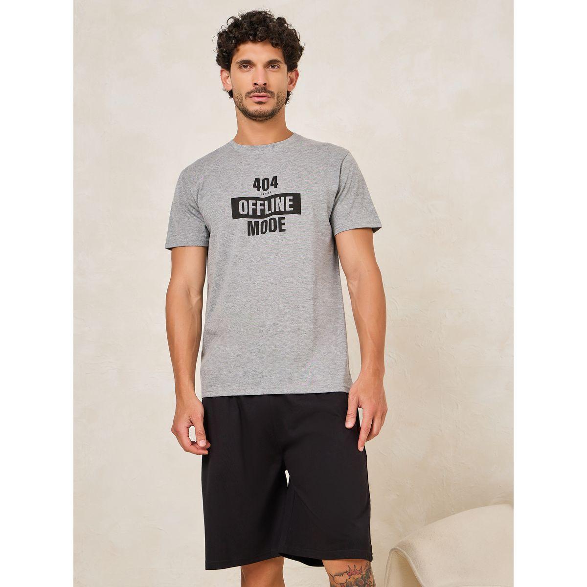 مجموعة من شورت وتيشيرت بطبعة كتابة-men-clothing-nightwear-sets-image-2