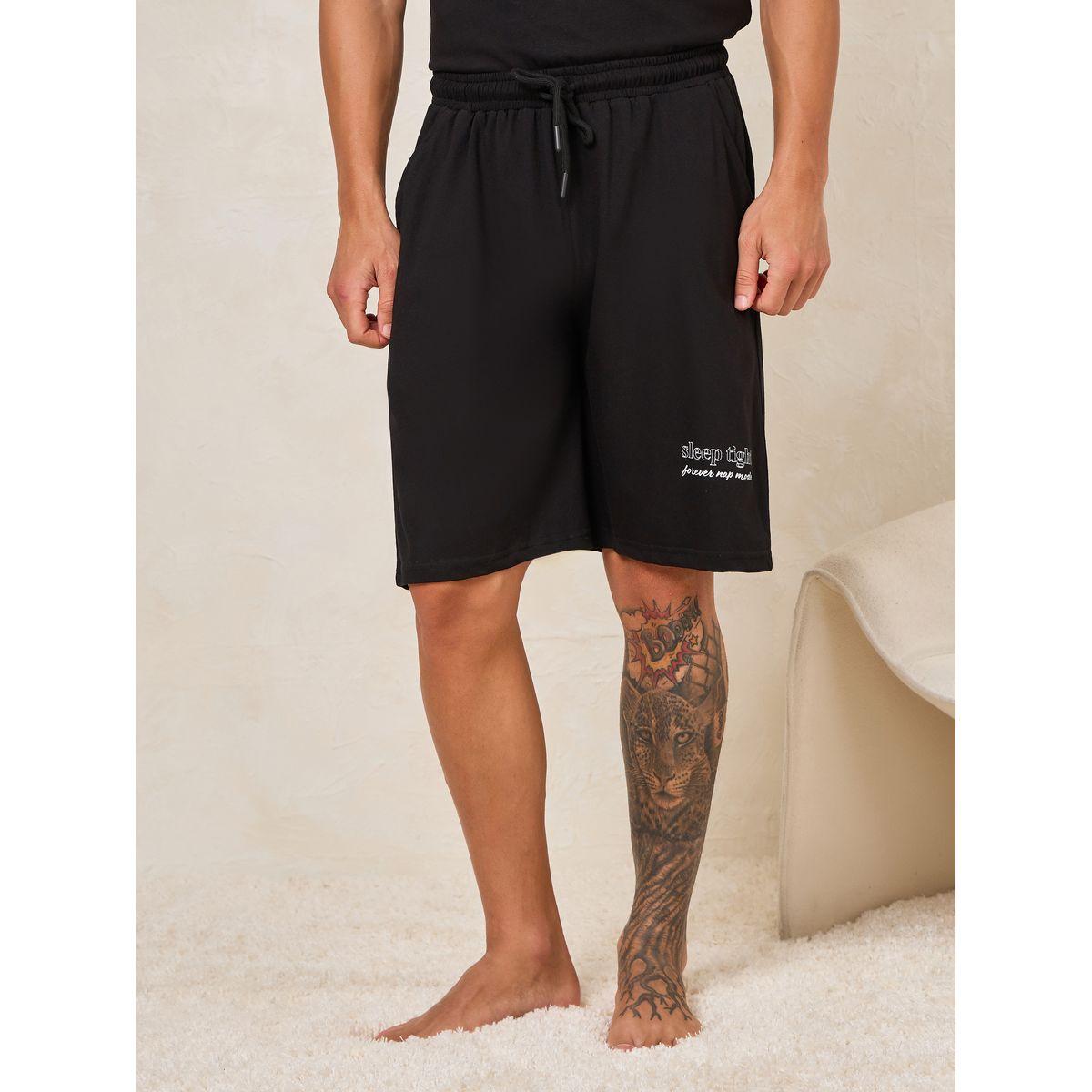 Styli Unwind Sleep Tight Slogan Print T-Shirt & Shorts Set-men-clothing-nightwear-sets-image-4