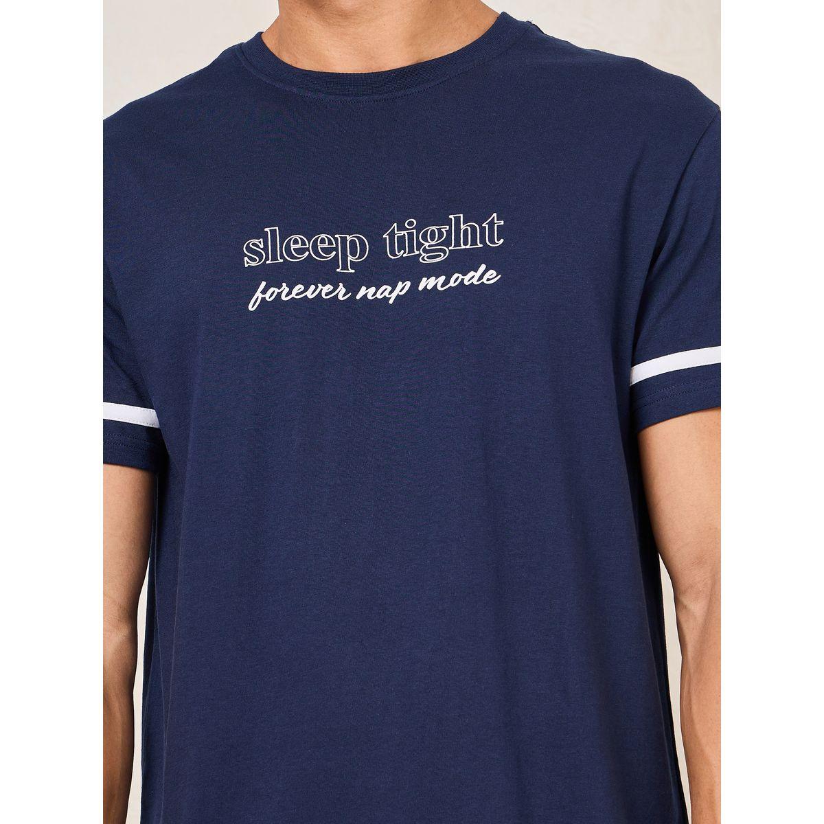 Styli Unwind Slogan Print T-Shirt & Shorts Set-men-clothing-nightwear-sets-image-3