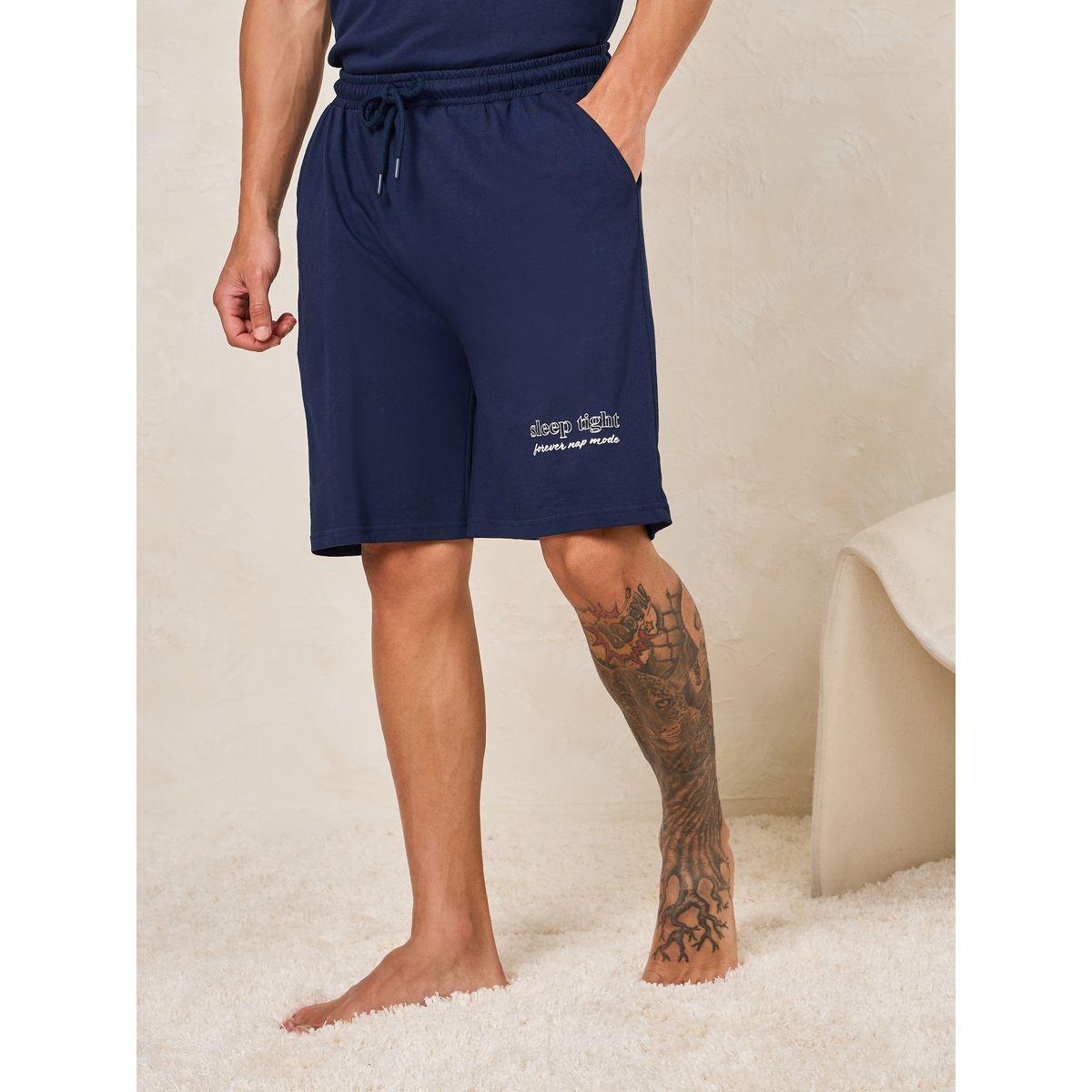 Styli Unwind Slogan Print T-Shirt & Shorts Set-men-clothing-nightwear-sets-image-4