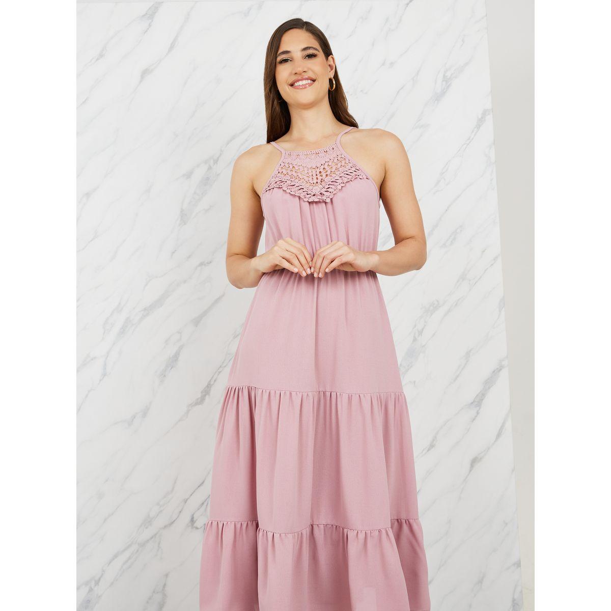 Styli Lace Detail Halter Neck Tiered Midi Dress-women-clothing-dresses-image-2