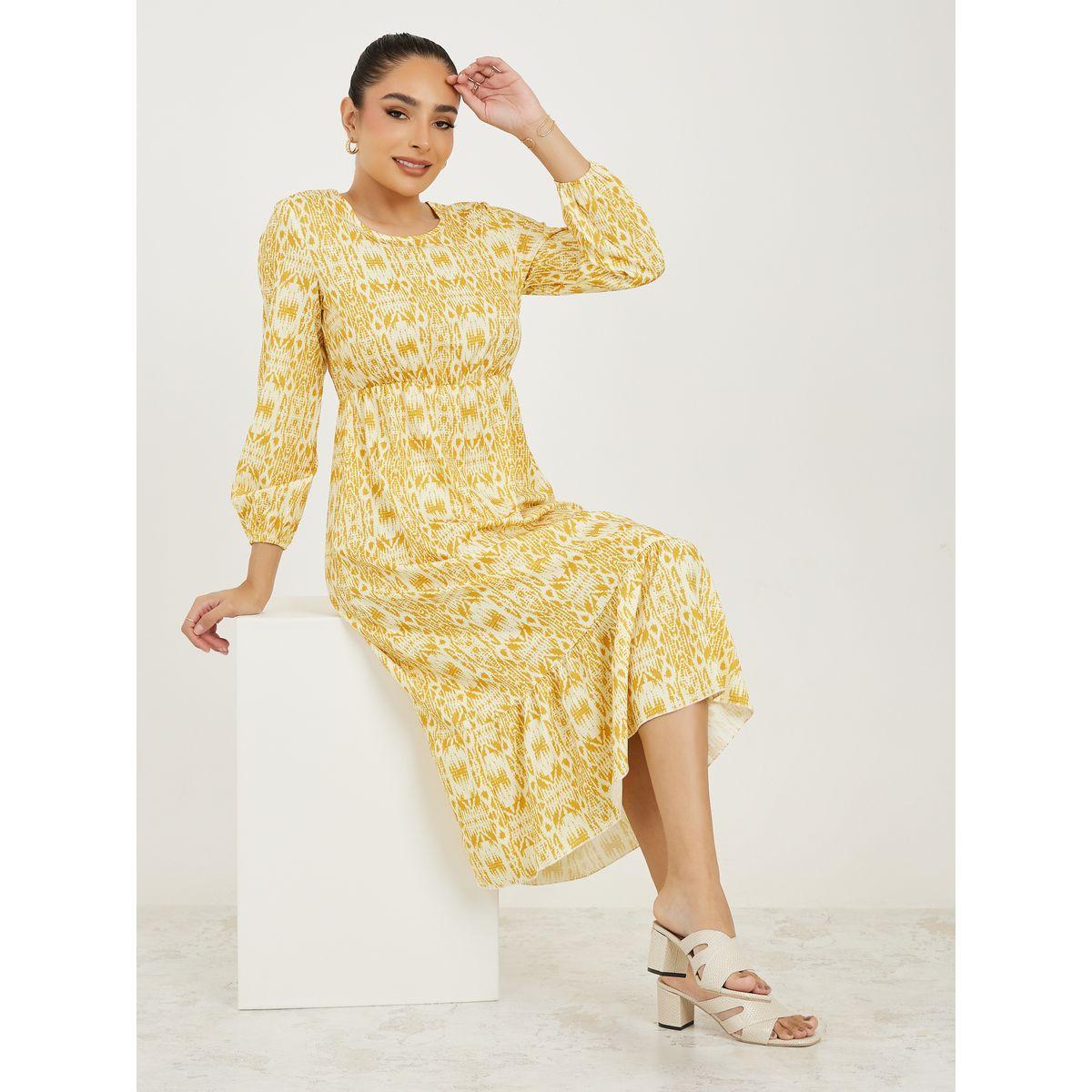 Styli Round Neck All Over Print A-Line Midi Dress-women-clothing-dresses-image-6