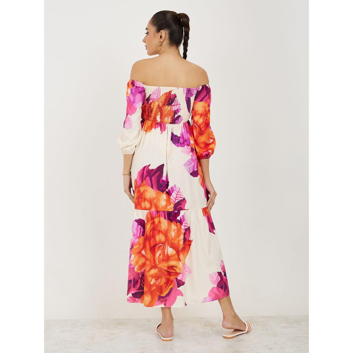 Styli Off Shoulder Neck Floral Print A-Line Midi Dress-women-clothing-dresses-image-4