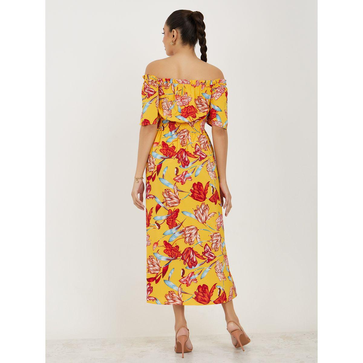 Styli Off Shoulder Neck Floral Print A-Line Midi Dress-women-clothing-dresses-image-4