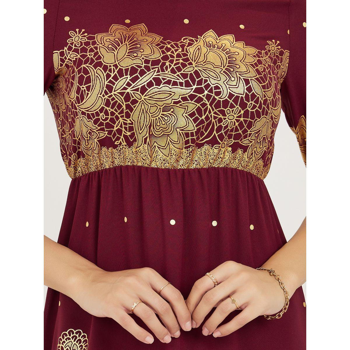Styli Floral Foil Print A-Line Midi Dress-women-clothing-dresses-image-3