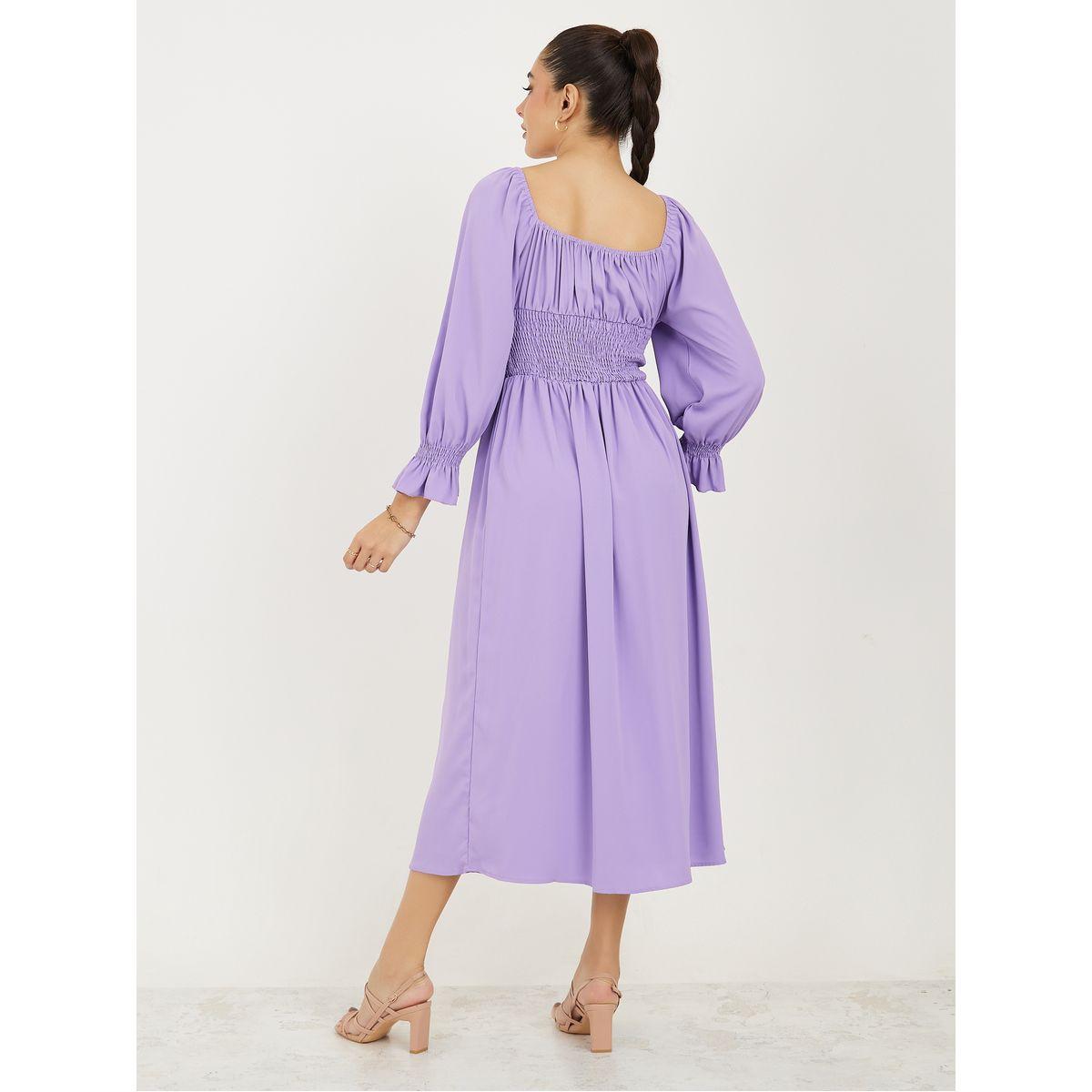 Styli Square Neck Gathered A-Line Midi Dress-women-clothing-dresses-image-4